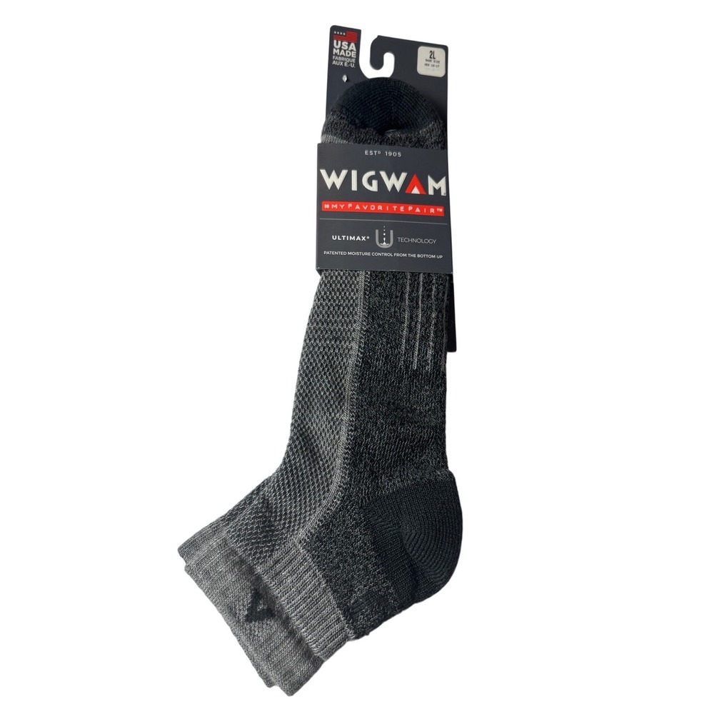 Wigwam Ultimax Tech Lt Hiker Quarter Socks Mens 15-17 Grey Charcoal